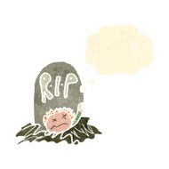 child's drawing of a zombie rising from grave N3