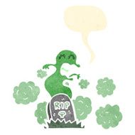 retro cartoon ghost rising from grave