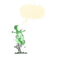 retro cartoon ghost rising from grave N4