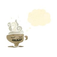 retro cartoon hot cup of tea