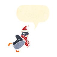 happy retro cartoon penguin N3