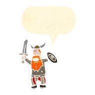 retro cartoon viking with speech bubble