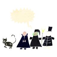 child&#039;s drawing of a halloween group N5