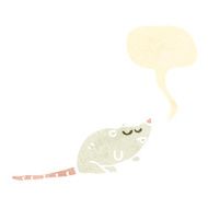 retro cartoon white mouse with speech bubble
