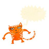 retro cartoon cat with speech bubble N6