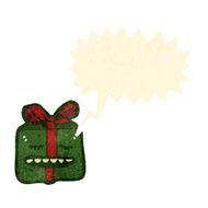 retro cartoon christmas present N2