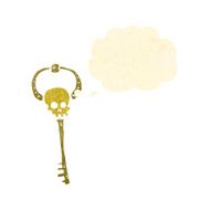 retro cartoon key with thought bubble