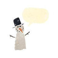 retro cartoon snowman with speech bubble N2