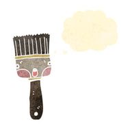 retro cartoon paint brush with thought bubble N2