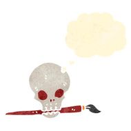 retro cartoon skull with paint brush