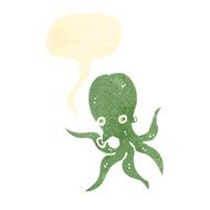retro cartoon octopus with spech bubble