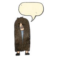 retro cartoon long hair hippie