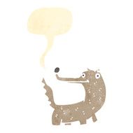 retro cartoon wolf with speech bubble