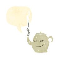 retro cartoon teapot with speech bubble