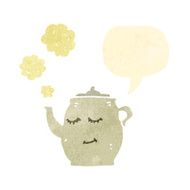 retro cartoon teapot with speech bubble N3