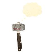 retro cartoon hammer with thought bubble