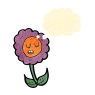 retro cartoon flower with thought bubble N6