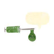 retro cartoon drugs needle with speech bubble