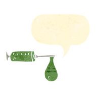 retro cartoon drugs needle with speech bubble N2