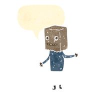 retro cartoon man with paper bag on head