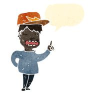 retro cartoon boy explaining idea