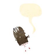 retro cartoon gross severed head with speech bubble