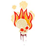 flaming skull retro cartoon