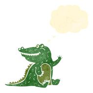 retro cartoon crocodile with thought bubble N2