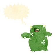 retro cartoon frog with speech bubble N2
