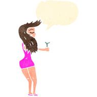 cartoon woman drinking cocktail N5