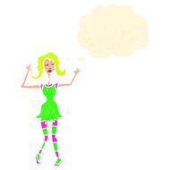 cartoon disco dancing woman