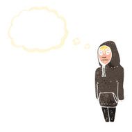 retro cartoon teen in hooded sweatshirt