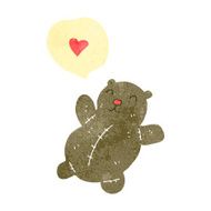 retro cartoon teddy bear with love heart