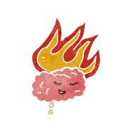retro cartoon flaming brain N2