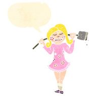 retro cartoon gardener girl