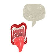 retro cartoon monster mouth with speech bubble
