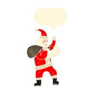 retro cartoon santa claus with speech bubble