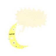 retro cartoon cresent moon with speech bubble