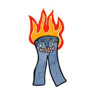 retro cartoon burning jeans