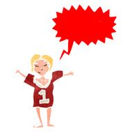 retro cartoon woman in sports top