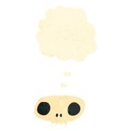 retro cartoon skull symbol with thought bubble