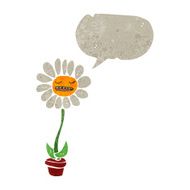 retro cartoon daisy flower