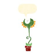 retro cartoon venus fly trap with speech bubble N2