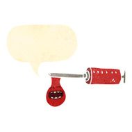 retro cartoon blood needle with speech bubble