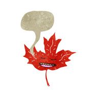 retro cartoon talking maple leaf