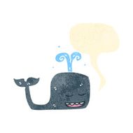 retro cartoon whale with speech bubble N2