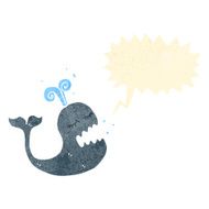 retro cartoon whale with speech bubble N3