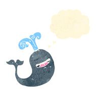 retro cartoon happy whale