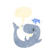 retro cartoon whale with speech bubble N4