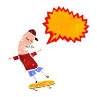 retro cartoon old man on skateboard